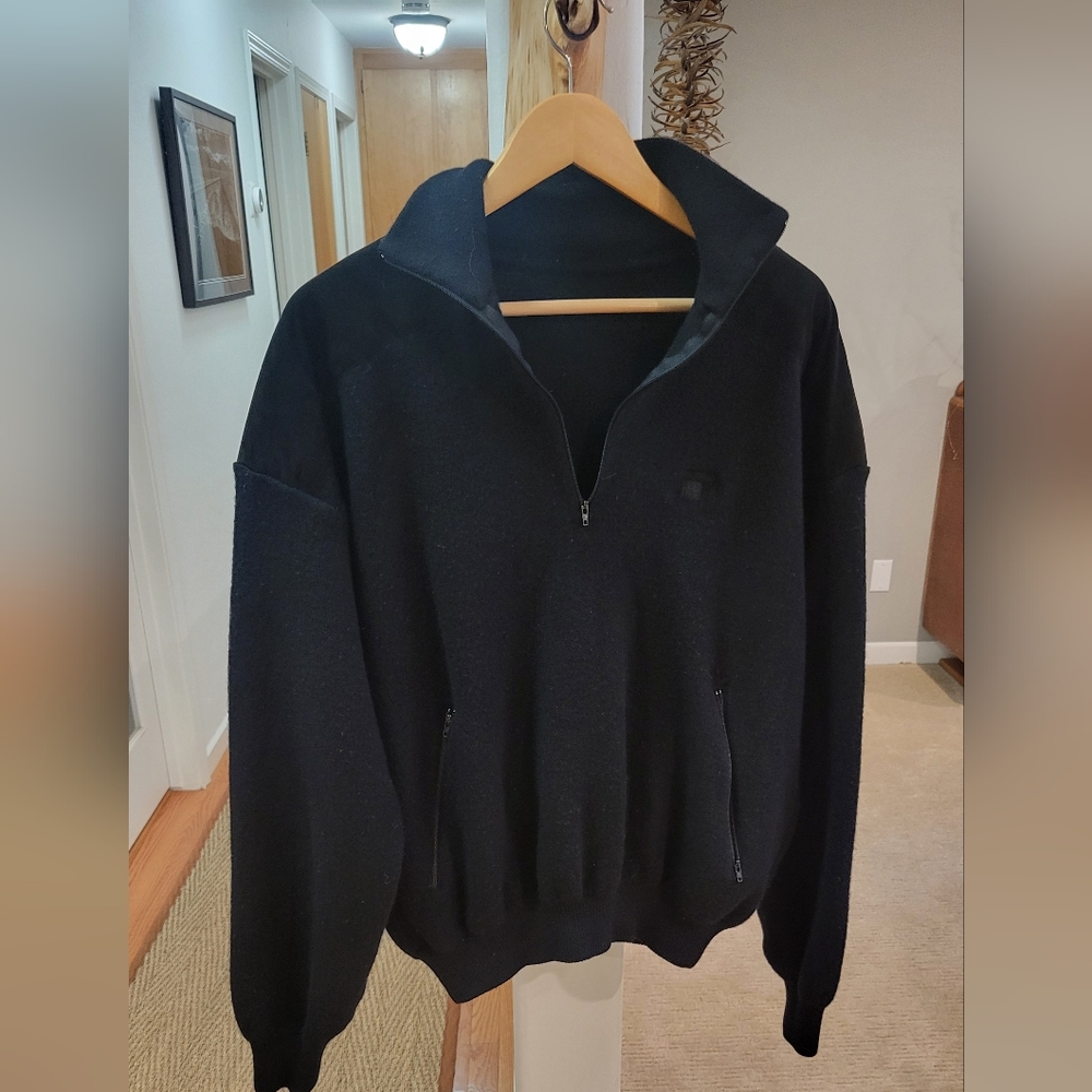 Marmot 90' Neptune 100% WOOL Swearer 1/4 Zip Suede Black Patches Black Size M